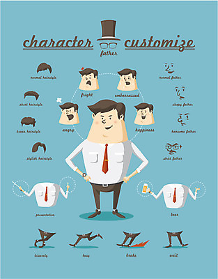 캐릭터 헤어스타일 남자 포즈 스티커 일러스트 표정 종류 한명 사람 세트 직장인 선택 분석 조립 남자만 남자한명만 일러캐릭터 AI파일 직업 1 컨셉 파일형식 벡터