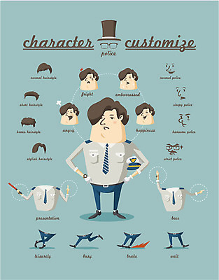 직업 캐릭터 헤어스타일 남자 포즈 스티커 유니폼 일러스트 직업캐릭터 표정 종류 한명 사람 세트 경찰 선택 분석 조립 남자만 남자한명만 일러캐릭터 AI파일 1 옷 컨셉 파일형식 벡터