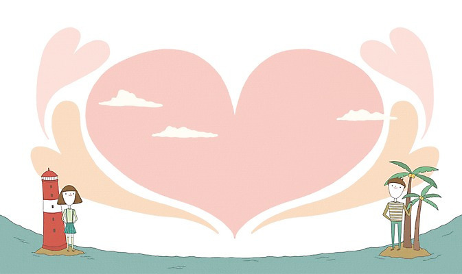 PSD 커플 여자 남자 백그라운드 일러스트 등대 사랑 사람 두명 야자수 하트 국내일러스트 모양 나무 감정 관계 파일형식