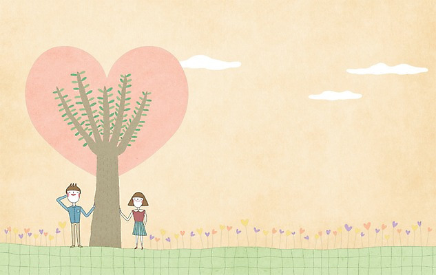 PSD 나무 커플 여자 남자 백그라운드 일러스트 사랑 사람 두명 하트 국내일러스트 모양 식물 감정 관계 파일형식