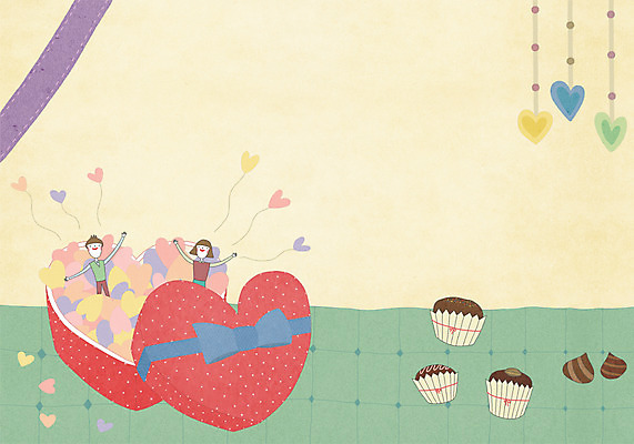 PSD 커플 여자 남자 백그라운드 일러스트 선물 사랑 사람 두명 상자 하트 국내일러스트 모양 감정 관계 파일형식