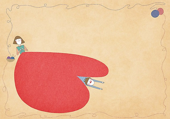 PSD 커플 여자 남자 백그라운드 일러스트 사랑 사람 두명 하트 뜨개질 실타래 국내일러스트 모양 감정 관계 취미 파일형식