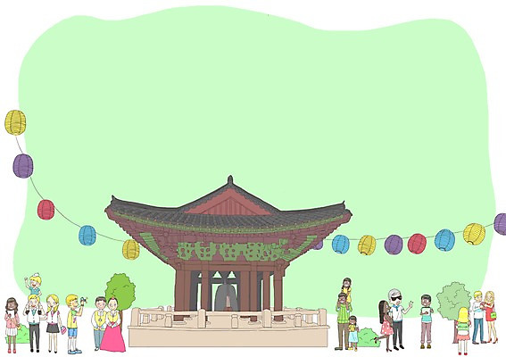 PSD 백인 한국문화 한국전통 여자 남자 여유 여행 흑인 일러스트 한옥 동양인 여러명 여행객 카메라 사진촬영 축제 한국인 체험 군중 한복 연등 전통체험 연등축제 국내일러스트 서양인 동양문화 전통 감정 다수 컨셉 고건축 한국 사람 인종 전자제품 촬영 등불 전통의상 불교용품 파일형식