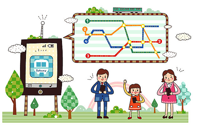 전신 여자 남자 어린이 인터넷 일러스트 통신 정보기술 윙크 서기 들기 성인 세명 스마트폰 전철 어플리케이션 스마트 편리함 소통 지하철노선도 국내일러스트 AI파일 육상교통 컨셉 모션 대중교통 기술 표정 사람 핸드폰 스마트기기 노선도 파일형식 벡터