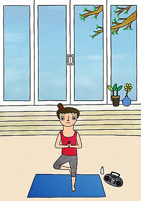 전신 PSD 우먼라이프 라이프스타일 여자 일러스트 요가 창문 실내 한명 서기 20대 성인 운동 매트 카세트테이프 요가복 합장 여자만 여자한명만 성인여자만 청년만 청년여자만 성인한명만 청년여자한명만 성인여자한명만 성인만 국내일러스트 1 웰빙 모션 건강 사람 손짓 청년 내부 생활 운동복 파일형식