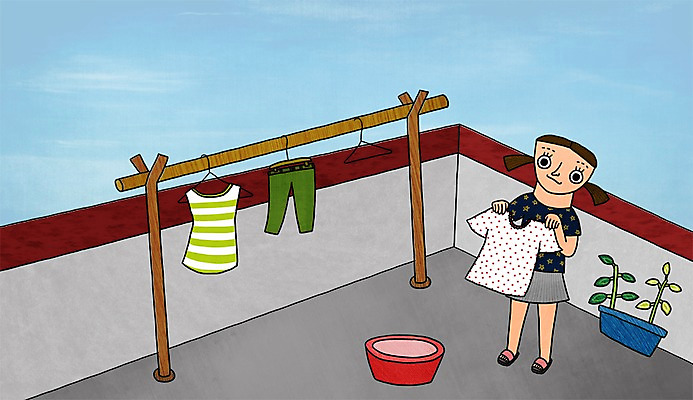 주간 전신 PSD 우먼라이프 라이프스타일 옷 여자 가사 일러스트 한명 서기 20대 성인 야외 바구니 빨래 옷걸이 옥상 여자만 여자한명만 성인여자만 청년만 청년여자만 성인한명만 청년여자한명만 성인여자한명만 성인만 국내일러스트 자연요소 1 모션 사람 청년 생활 파일형식