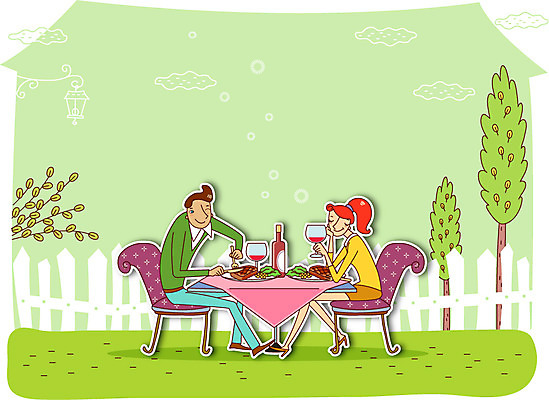 주간 나무 커플 여자 남자 행복 여유 음식 와인잔 의자 데이트 일러스트 탁자 조명 스테이크 사람 앉기 성인 야외 두명 울타리 와인 축배 성인만 국내일러스트 AI파일 자연요소 식물 감정 가구 술잔 관계 모션 주류 서양음식 담장 파일형식 벡터