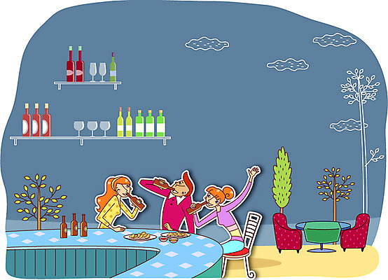 나무 여자 남자 행복 여유 의자 일러스트 탁자 병맥주 사람 앉기 성인 세명 와인 바 선술집 술집 안주 축배 감자칩 나쵸 성인만 국내일러스트 AI파일 식물 감정 가구 모션 디저트 맥주 주류 과자 칩_음식 파일형식 벡터