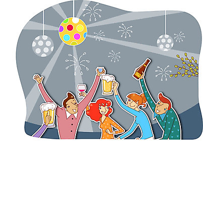 나무 여자 남자 행복 여유 일러스트 조명 맥주 실내 사람 여러명 성인 와인 클럽 건배 미러볼 소주 술자리 축배 성인만 국내일러스트 AI파일 식물 감정 다수 주류 내부 장식 파일형식 벡터