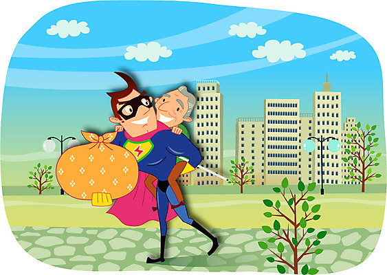 주간 노년 남자 일러스트 거리 사람 성인 야외 두명 도움 보호 보따리 업기 영웅 노인공경 슈퍼히어로 남자만 성인남자만 노인만 성인만 노인남자만 국내일러스트 AI파일 자연요소 컨셉 모션 파일형식 벡터