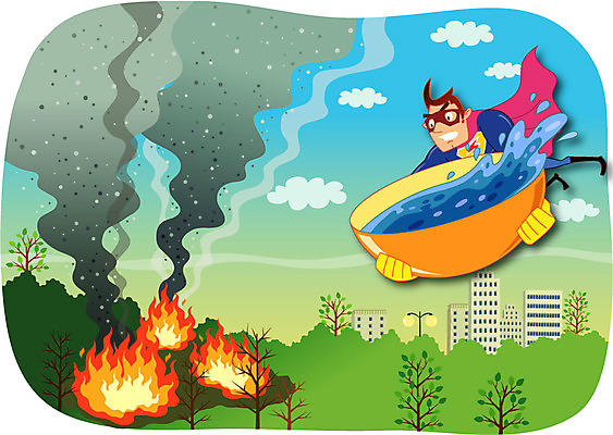 주간 나무 남자 가로등 일러스트 한명 사람 성인 야외 물 도움 연기 보호 화재 소화_소방 영웅 산불 슈퍼히어로 진압 남자만 남자한명만 성인남자만 성인만 국내일러스트 AI파일 자연요소 식물 1 공공시설 컨셉 모션 소방 사건 파일형식 벡터