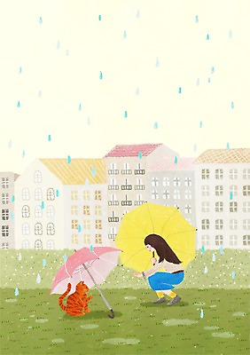 전신 PSD 동물 한마리 여자 행복 일러스트 우산 함께함 한명 사람 앉기 잔디 건물 반려동물 고양이 비 빗방울 동물보호 반려 여자만 여자한명만 국내일러스트 자연요소 식물 1 건축물 감정 컨셉 포유류 모션 날씨 비_날씨 사회이슈 파일형식