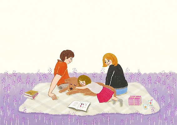 주간 PSD 식물 동물 한마리 여자 남자 딸 행복 꽃밭 일러스트 가족 엄마 함께함 사람 야외 책 세명 소풍 잠 아빠 개 돗자리 동물보호 라벤더 반려 국내일러스트 자연요소 1 꽃 감정 컨셉 포유류 관계 야외활동 사회이슈 허브 파일형식
