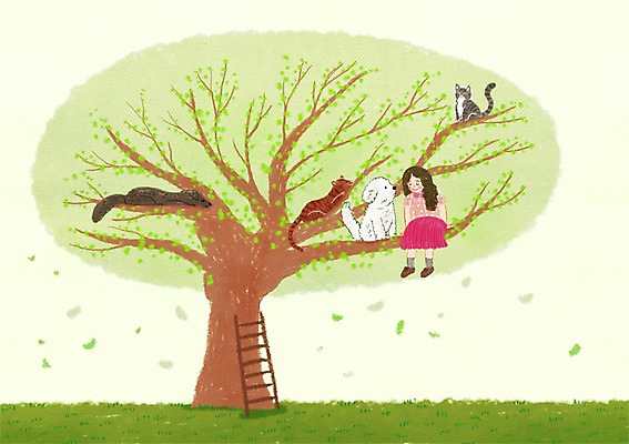 주간 전신 PSD 나무 동물 여자 행복 여러마리 일러스트 사다리 함께함 한명 사람 앉기 야외 반려동물 고양이 개 동물보호 여자만 여자한명만 국내일러스트 자연요소 식물 1 감정 다수 컨셉 포유류 모션 도구 사회이슈 파일형식