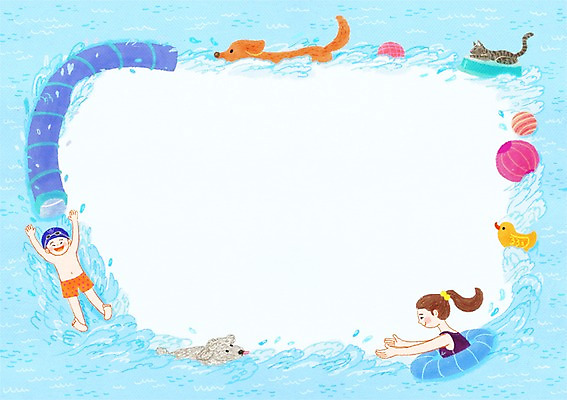 PSD 동물 여자 남자 수영복 행복 어린이 일러스트 공 물놀이 프레임 함께함 사람 여름 반려동물 수영 고양이 개 미끄럼틀 튜브 동물보호 어린이만 국내일러스트 옷 계절 감정 컨셉 포유류 놀이 수상스포츠 놀이기구 사회이슈 파일형식