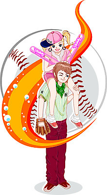 전신 커플 여자 남자 행복 일러스트 공 응원 데이이벤트 함께함 사랑 서기 사람 두명 기쁨 야구 응원용품 목말 즐거움 야구공 만족 국내일러스트 AI파일 기념일 감정 컨셉 관계 모션 구기 야구용품 오브젝트 파일형식 벡터