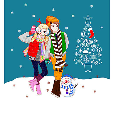 전신 커플 계절 여자 남자 행복 장갑 크리스마스 겨울 일러스트 데이이벤트 눈사람 함께함 사랑 서기 사람 두명 크리스마스트리 목도리 기쁨 귀마개 즐거움 만족 국내일러스트 AI파일 잡화 기념일 감정 컨셉 관계 모션 파일형식 벡터