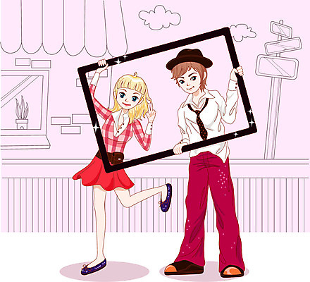 전신 커플 여자 남자 행복 액자 일러스트 데이이벤트 함께함 사랑 틀 서기 들기 사람 두명 사진촬영 기쁨 즐거움 만족 포토데이 국내일러스트 AI파일 기념일 감정 컨셉 관계 모션 촬영 파일형식 벡터