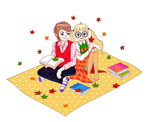 전신 커플 계절 여자 남자 행복 단풍 낙엽 일러스트 데이이벤트 함께함 사랑 사람 앉기 두명 책 독서 소풍 기쁨 가을 즐거움 돗자리 만족 안경낌 국내일러스트 AI파일 기념일 감정 안경 컨셉 잎 관계 모션 야외활동 파일형식 벡터