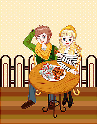 커플 여자 남자 행복 데이트 일러스트 데이이벤트 탁자 디저트 함께함 선물 사랑 사람 앉기 두명 쿠키 카페 기쁨 먹여주기 즐거움 만족 쿠키데이 국내일러스트 AI파일 기념일 감정 음식 가구 컨셉 관계 모션 상점 먹기 파일형식 벡터