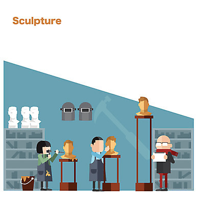 여자 교육 남자 예술 대학생 조각 일러스트 사람 세명 목표 계획 대학교 열정 조소과 조각_조소 국내일러스트 AI파일 학생 감정 컨셉 학교 조소 파일형식 벡터