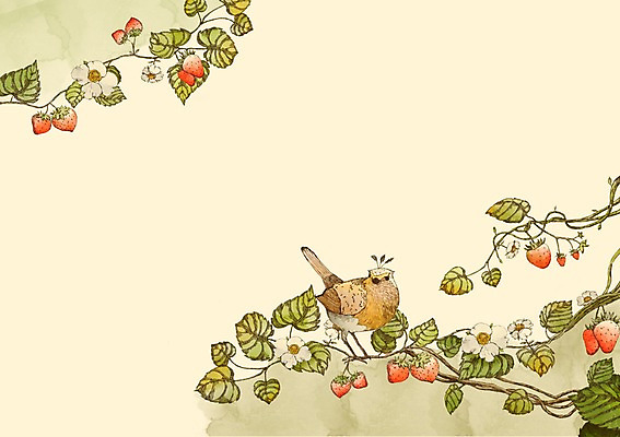 모양 PSD 식물 한마리 열매 꽃 백그라운드 일러스트 조류 딸기 프레임 사람없음 꽃프레임 국내일러스트 동물 1 과일 파일형식