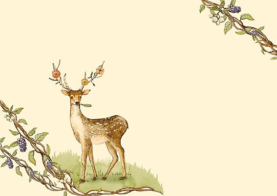 PSD 식물 동물 한마리 열매 꽃 줄기 백그라운드 일러스트 포도 사슴 프레임 사람없음 꽃프레임 국내일러스트 1 과일 포유류 파일형식