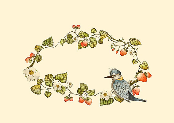 모양 PSD 식물 동물 한마리 열매 꽃 백그라운드 일러스트 조류 딸기 프레임 사람없음 원형 꽃프레임 국내일러스트 도형 1 과일 파일형식
