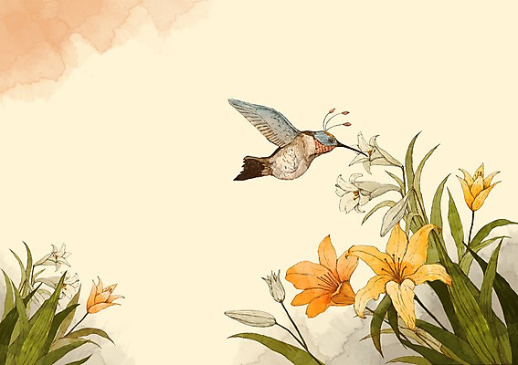 PSD 식물 동물 한마리 꽃 백그라운드 일러스트 조류 프레임 사람없음 꽃프레임 국내일러스트 1 파일형식