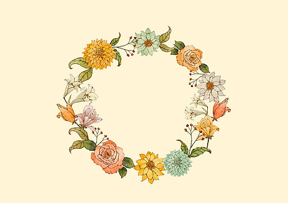 모양 PSD 식물 꽃 백그라운드 일러스트 프레임 사람없음 원형 꽃프레임 국내일러스트 도형 파일형식