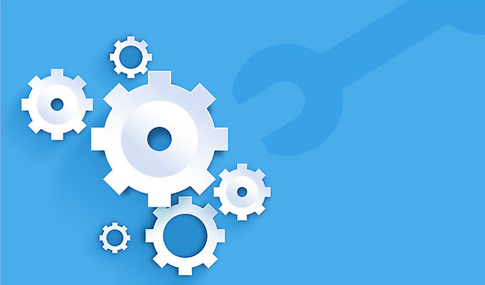 아이콘 컬러 백그라운드 사람없음 파란색 공구 플랫 페이퍼아트 플랫아이콘 톱니바퀴 태엽 2D아이콘 AI파일 도구 파일형식 벡터