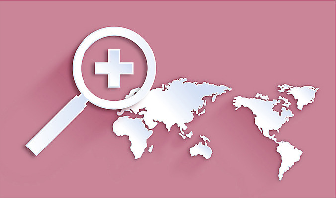 아이콘 분홍색 컬러 백그라운드 세계지도 돋보기 사람없음 플랫 페이퍼아트 확대 플랫아이콘 2D아이콘 AI파일 지도 세계 파일형식 벡터