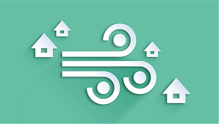 아이콘 컬러 백그라운드 바람 날씨 주택 사람없음 초록색 플랫 페이퍼아트 플랫아이콘 2D아이콘 AI파일 자연요소 건물 파일형식 벡터