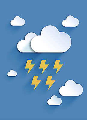 구름 아이콘 컬러 백그라운드 날씨 사람없음 파란색 플랫 페이퍼아트 번개 플랫아이콘 2D아이콘 AI파일 자연요소 파일형식 벡터