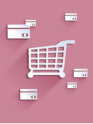 아이콘 분홍색 컬러 백그라운드 사람없음 쇼핑 쇼핑카 신용카드 플랫 페이퍼아트 플랫아이콘 2D아이콘 AI파일 금융 카트 파일형식 벡터