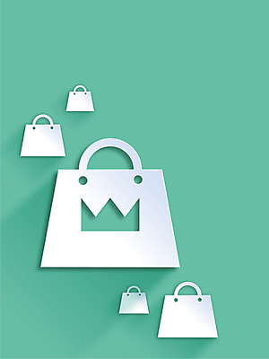 아이콘 컬러 백그라운드 사람없음 초록색 쇼핑 쇼핑백 플랫 페이퍼아트 플랫아이콘 2D아이콘 AI파일 가방 파일형식 벡터