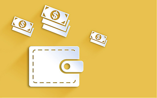 아이콘 컬러 백그라운드 지폐 돈 사람없음 노란색 지갑 플랫 페이퍼아트 오브젝트 플랫아이콘 2D아이콘 AI파일 재산 파일형식 벡터