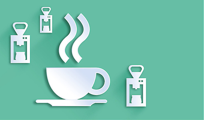 아이콘 커피 음료 컬러 백그라운드 사람없음 초록색 플랫 페이퍼아트 커피잔 커피메이커 플랫아이콘 2D아이콘 AI파일 잔 커피용품 파일형식 벡터