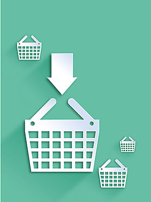 아이콘 화살표 컬러 백그라운드 사람없음 초록색 쇼핑 플랫 페이퍼아트 장바구니 플랫아이콘 2D아이콘 AI파일 바구니 파일형식 벡터