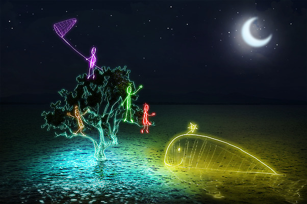 PSD 나무 편집 편집이미지 바다 백그라운드 상상 포토일러 밤하늘 사람 여러명 빛 광선 초승달 고래 합성 네온 라이트페인팅 채집망 네온아트 이미지편집 식물 다수 포유류 페인팅 하늘 수중동물 달 야간 파일형식