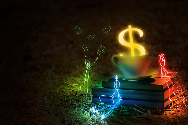 PSD 편집 편집이미지 백그라운드 비즈니스 상상 포토일러 사람 세명 금융 빛 달러 광선 업무 커피잔 합성 네온 라이트페인팅 네온아트 이미지편집 커피 돈 페인팅 잔 경제 작업 파일형식