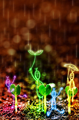 PSD 편집 편집이미지 계절 백그라운드 상상 포토일러 사람 여러명 빛 새싹 봄 광선 빗방울 합성 네온 라이트페인팅 네온아트 이미지편집 식물 다수 페인팅 비_날씨 파일형식