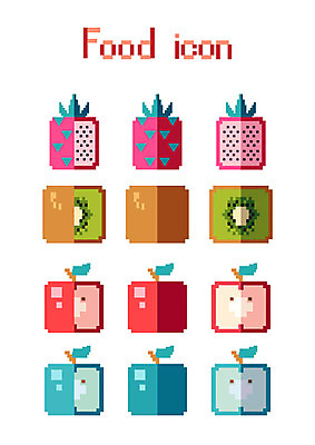 아이콘 과일 모바일 키위 사람없음 세트 플랫 사과 플랫아이콘 용과 픽셀 2D아이콘 AI파일 파일형식 벡터