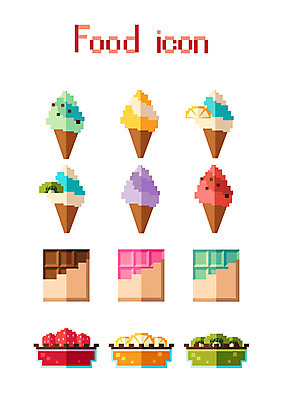 아이콘 과일 모바일 아이스크림 디저트 사람없음 세트 초콜릿 플랫 플랫아이콘 픽셀 2D아이콘 AI파일 음식 파일형식 벡터