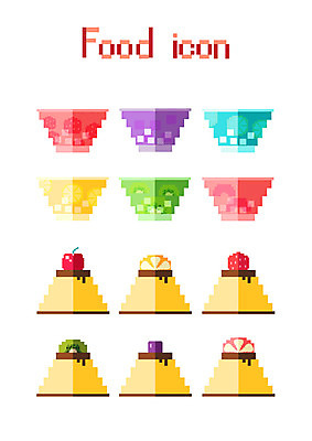 아이콘 과일 모바일 디저트 사람없음 세트 플랫 플랫아이콘 푸딩 과일푸딩 픽셀 2D아이콘 AI파일 음식 파일형식 벡터