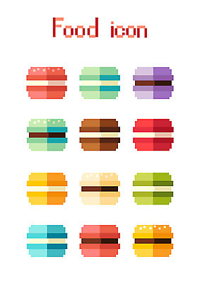아이콘 음식 모바일 패스트푸드 사람없음 세트 햄버거 플랫 플랫아이콘 음식아이콘 픽셀 2D아이콘 AI파일 인스턴트 파일형식 벡터
