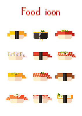 아이콘 음식 모바일 사람없음 세트 초밥 플랫 플랫아이콘 음식아이콘 픽셀 2D아이콘 AI파일 일본음식 파일형식 벡터
