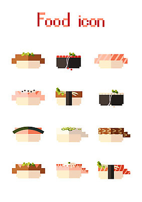 아이콘 음식 모바일 사람없음 세트 초밥 플랫 플랫아이콘 음식아이콘 픽셀 2D아이콘 AI파일 일본음식 파일형식 벡터