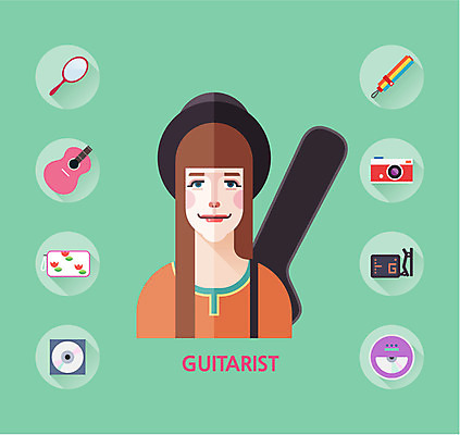 아이콘 여자 악기 음악 우산 모바일 한명 사람 세트 카메라 웹 거울 CD 기타 플랫 플랫아이콘 기타리스트 CD플레이어 파우치 여자만 여자한명만 2D아이콘 AI파일 1 인터넷 가방 현악기 문화예술 전자제품 연주자 파일형식 벡터