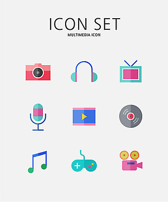 아이콘 음악 모바일 사람없음 세트 카메라 헤드폰 텔레비전 웹 CD 게임 레코드 플랫 영화 마이크 플랫아이콘 재생 동영상 멀티미디어 2D아이콘 AI파일 음향기기 인터넷 놀이 문화예술 전자제품 음반 파일형식 벡터